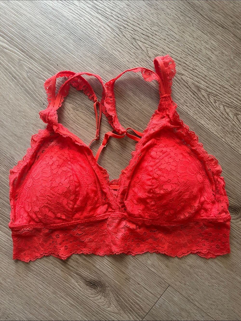 aerie orange Lace Bralette with Scalloped Edges
